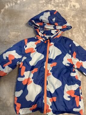Cat & Jack Toddler Boys Blue Gray Camo Hooded Windbreaker Jacket 4T